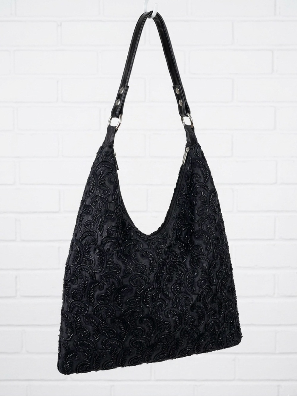 Black Beaded Hobo Bag